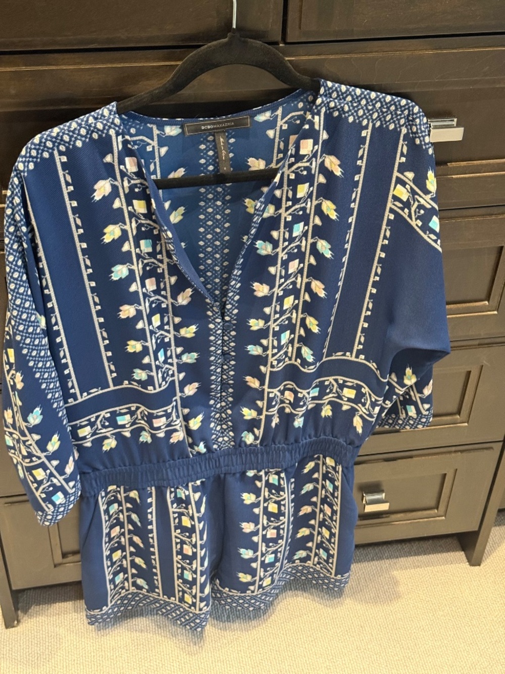 BCBGMAXAZRIA Pants & Jumpsuits | Navy Blue Floral Print Romper | SIZE: S